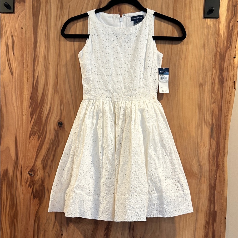 Ralph Lauren White Eyelet Sleeveless Fit & Flare Dress